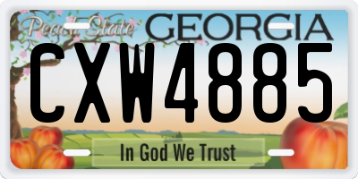 GA license plate CXW4885