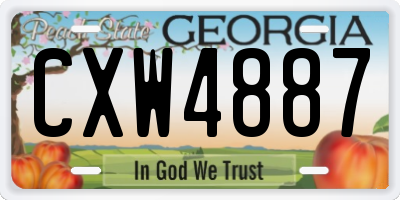 GA license plate CXW4887