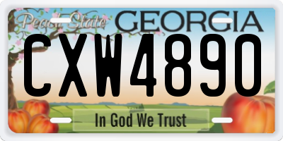 GA license plate CXW4890
