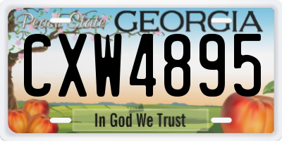 GA license plate CXW4895