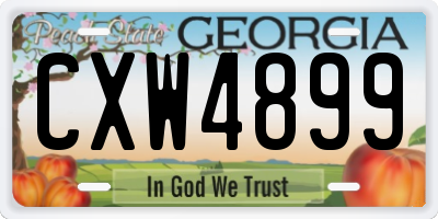 GA license plate CXW4899