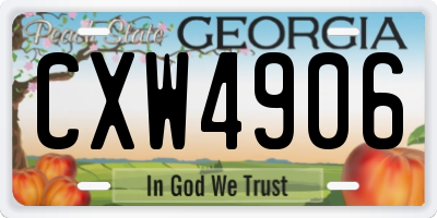 GA license plate CXW4906