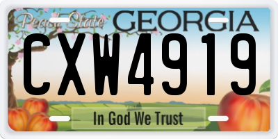 GA license plate CXW4919