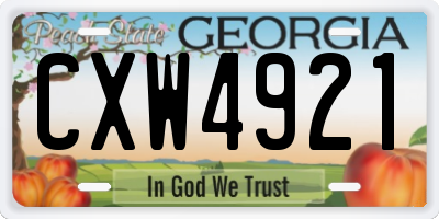 GA license plate CXW4921