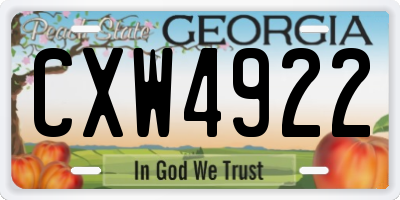 GA license plate CXW4922