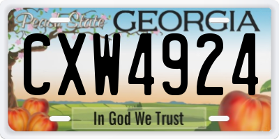 GA license plate CXW4924