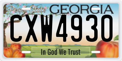GA license plate CXW4930