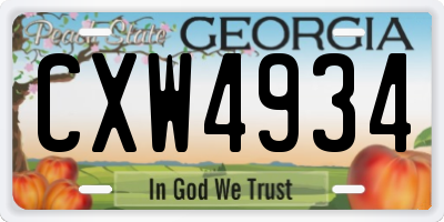 GA license plate CXW4934