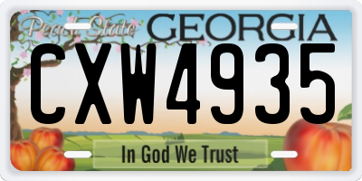 GA license plate CXW4935