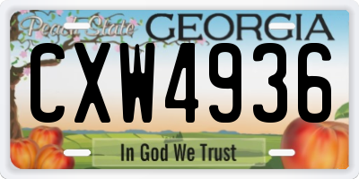 GA license plate CXW4936