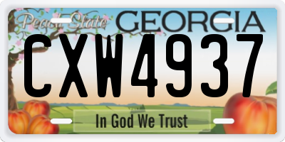 GA license plate CXW4937