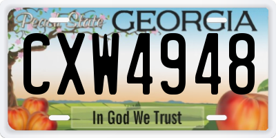 GA license plate CXW4948