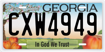 GA license plate CXW4949