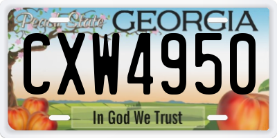 GA license plate CXW4950