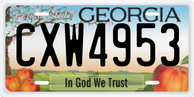 GA license plate CXW4953