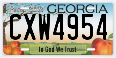 GA license plate CXW4954