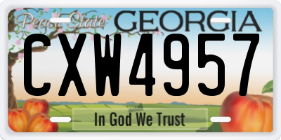 GA license plate CXW4957