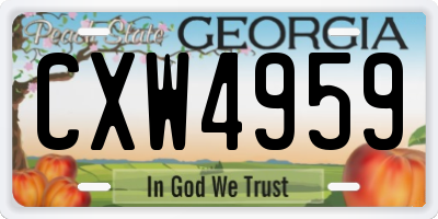 GA license plate CXW4959