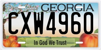 GA license plate CXW4960
