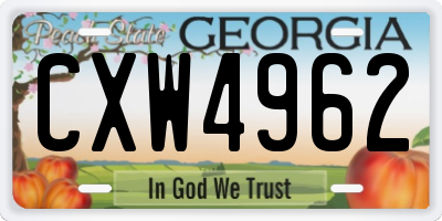 GA license plate CXW4962