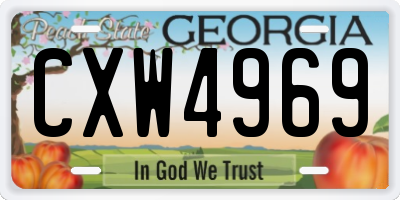 GA license plate CXW4969