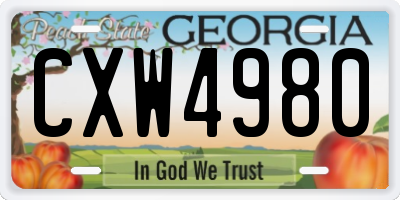 GA license plate CXW4980