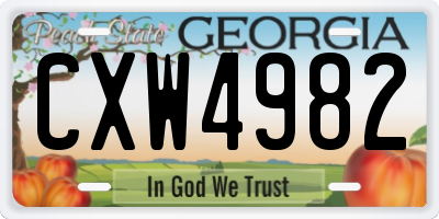 GA license plate CXW4982