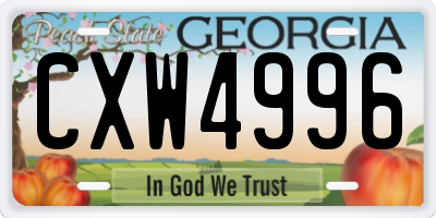 GA license plate CXW4996