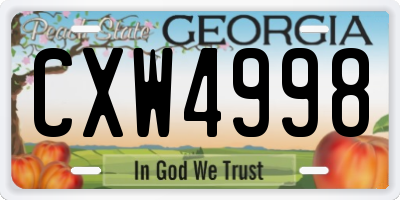 GA license plate CXW4998