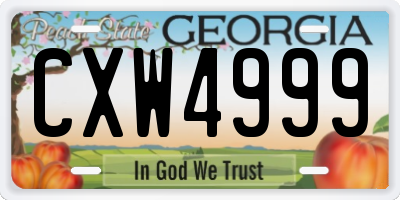GA license plate CXW4999