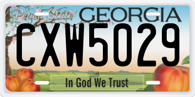 GA license plate CXW5029