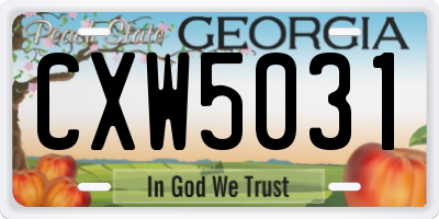 GA license plate CXW5031