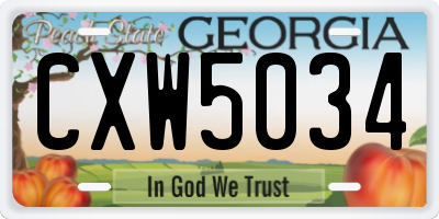 GA license plate CXW5034