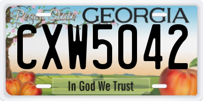 GA license plate CXW5042
