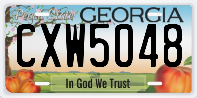 GA license plate CXW5048