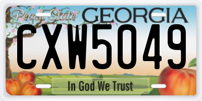 GA license plate CXW5049
