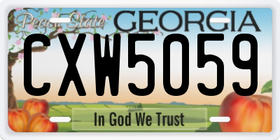 GA license plate CXW5059
