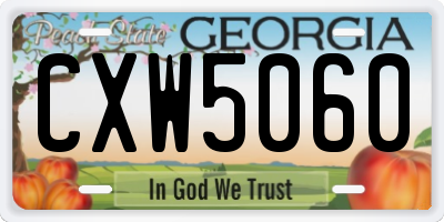 GA license plate CXW5060