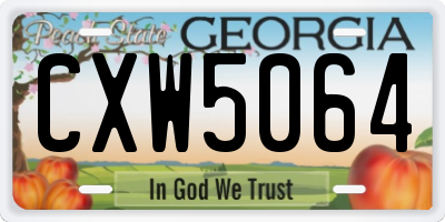 GA license plate CXW5064
