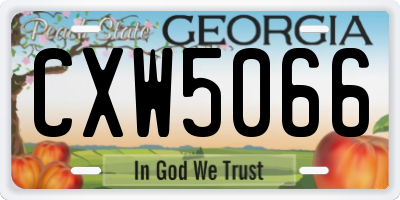 GA license plate CXW5066