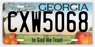 GA license plate CXW5068