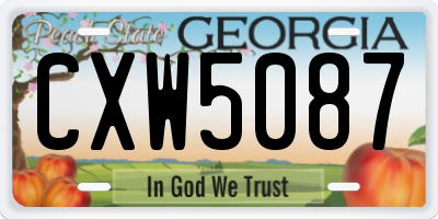 GA license plate CXW5087