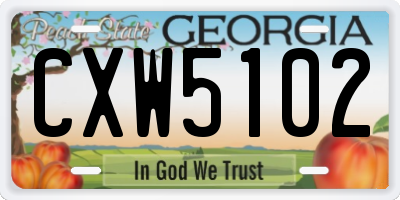 GA license plate CXW5102