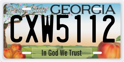 GA license plate CXW5112