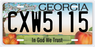 GA license plate CXW5115