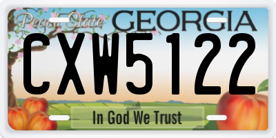 GA license plate CXW5122