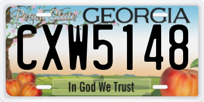 GA license plate CXW5148