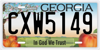 GA license plate CXW5149