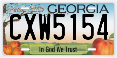GA license plate CXW5154