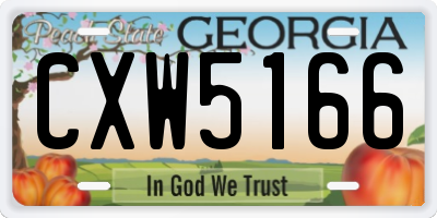 GA license plate CXW5166